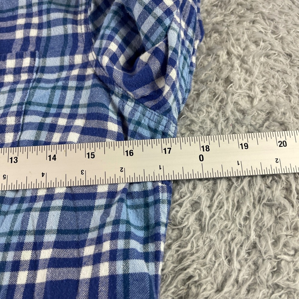 LLBean Plaid Flannel Button Up Shirt Long Sleeve XXS Blue White Green Casual - Picture 5 of 9